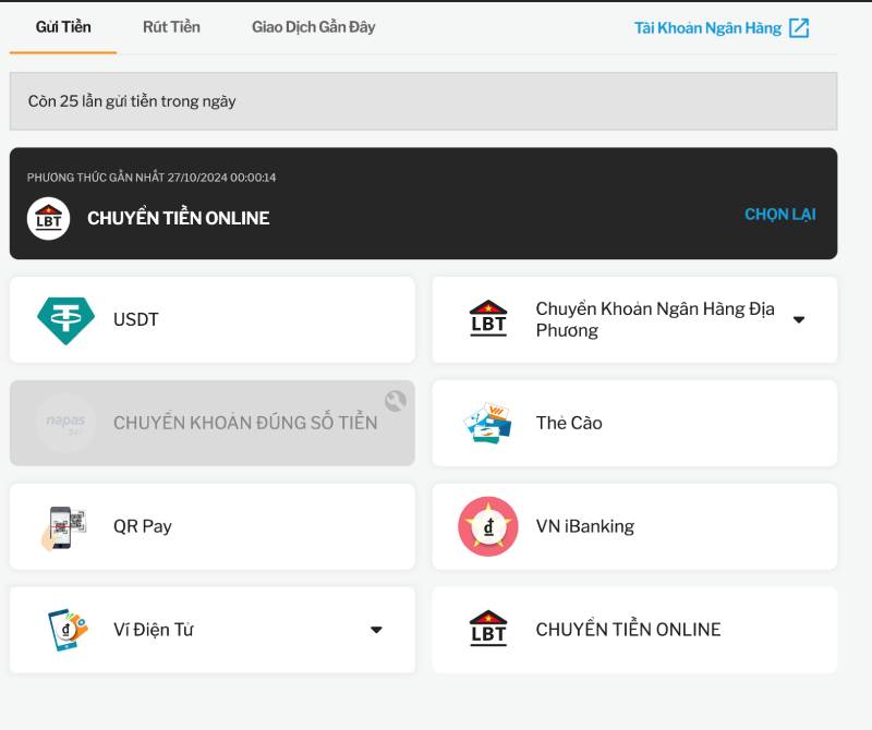 Nạp rút diễn ra nhanh chóng với lớp bảo vệ an toàn tuyệt đối